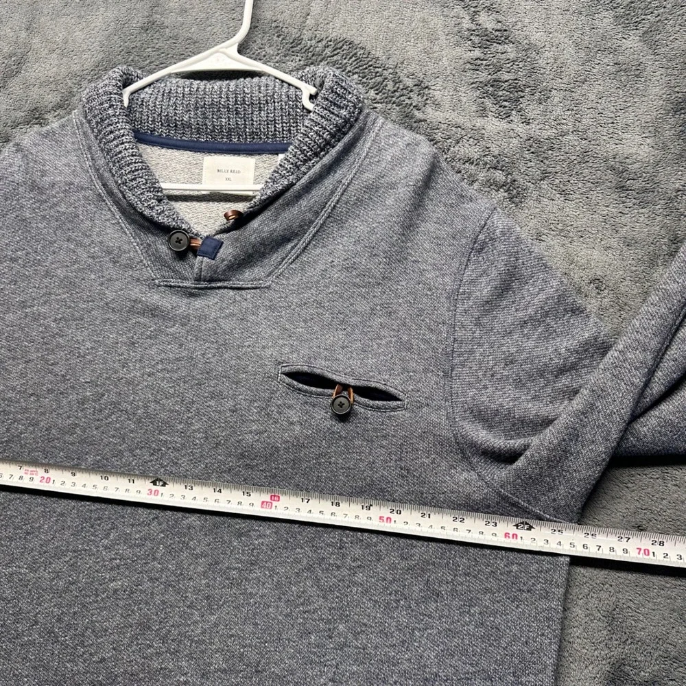 Billy Reid Shawl Collar Sweater Men's 2XL Loop Button Sweatshirt Heathered Knit